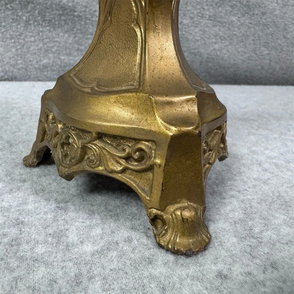Vintage Crucifix Last Rites Altar Candelabra Double Taper Candle Holder